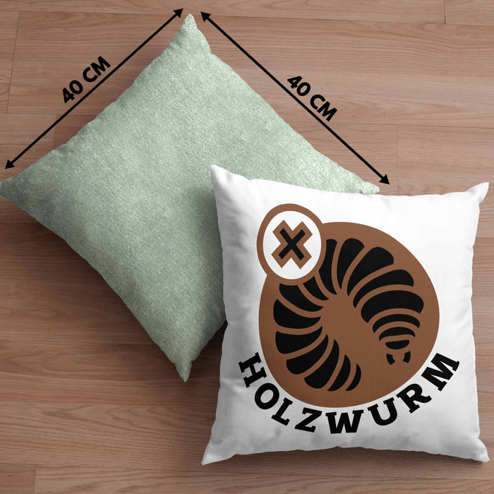 Holzwurm Kreissäge Kissen mit Füllung 40x40 Geschenk Holzarbeiter Geschenkidee Schreiner (Grau) Grün Trendation