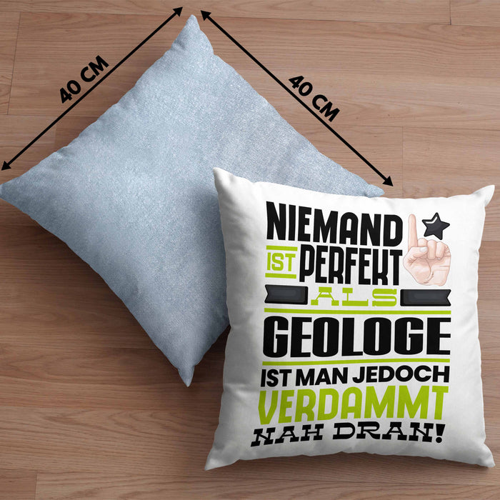 Geologe Geschenk Kissen mit Füllung 40x40 Lustige Geschenkidee für Geologe Geburtstag Niemand Ist Perfekt Aber Als Geologe Ist Man Nah Dran (Grau) Blau Trendation