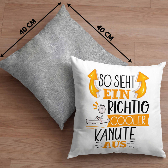 Kanute Kissen mit Füllung 40x40 Geschenk So Sieht Ein Richtig Cooler Kanute Aus Geschenkidee Spruch Lustig (Grau) Grau Trendation