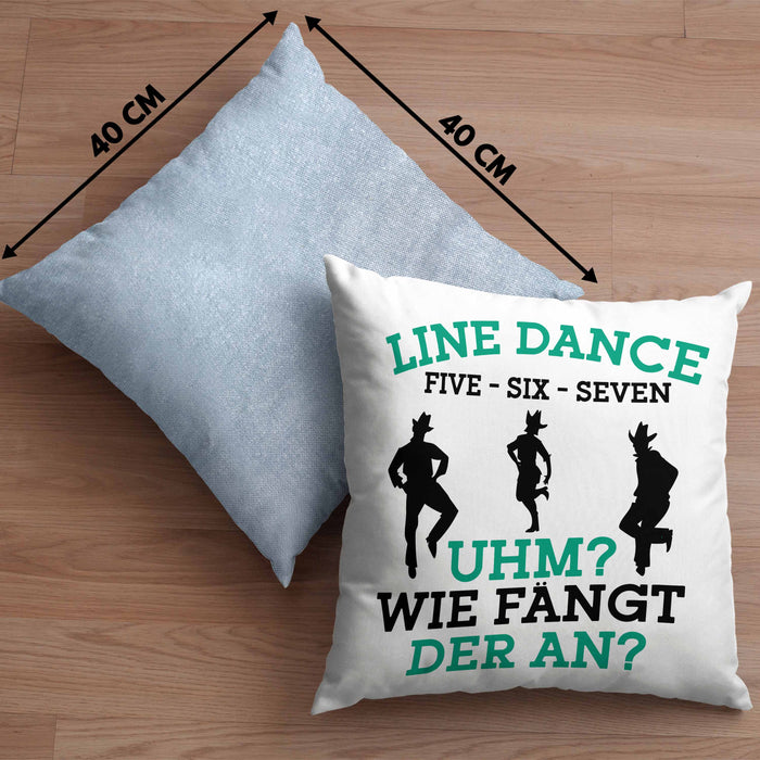 Lustige Line Dance Kissen mit Füllung 40x40 - Tolles Geschenk für Line Dance Enthusiasten (Grau) Blau Trendation