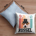 Jack Russel Besitzer Kissen mit Füllung 40x40 Geschenk Lustiger Spruch Geschenkidee Retro Vinatge Jack Russel (Grau) Blau Trendation