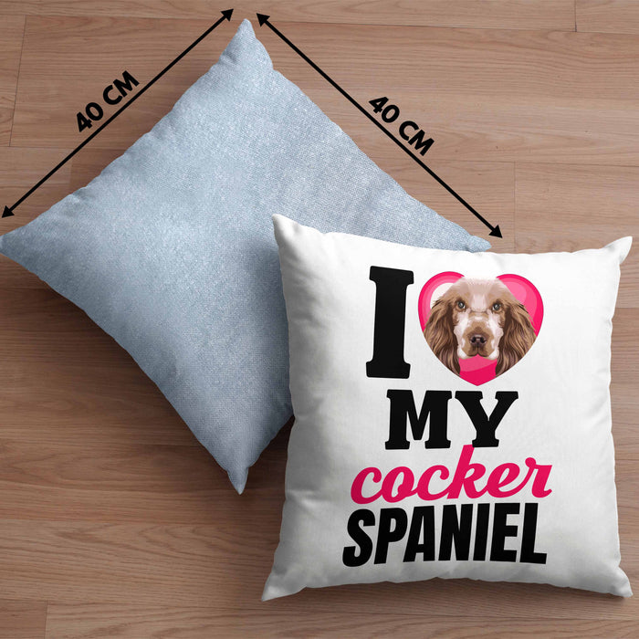 Cocker Spaniel Besitzerin Kissen mit Füllung 40x40 Geschenk Lustiger Spruch Geschenkidee I Love My Cocker Spaniel (Grau) Blau Trendation