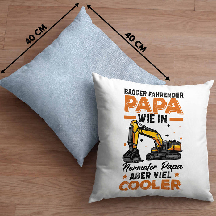 Baggerfahrer Papa Kissen mit Füllung 40x40 Geschenk Baggerfahrender Papa Wie Ein Normaler Papa Aber Viel Cooler Geschenkidee Vatertag Baustelle (Grau) Blau Trendation