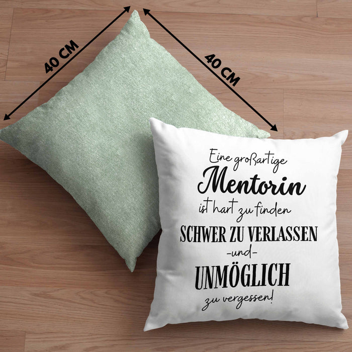 Mentorin Abschied Geschenk Kissen mit Füllung 40x40 Abschiedsgeschenk für Mentorin Hart Zu Finden Schwer Zu Verlassen (Grau) Grün Trendation