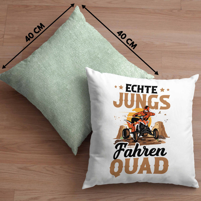 Quad-Fahrer Kissen mit Füllung 40x40 Geschenk Echte Jungs Fahren Quad Geschenkidee (Grau) Grün Trendation