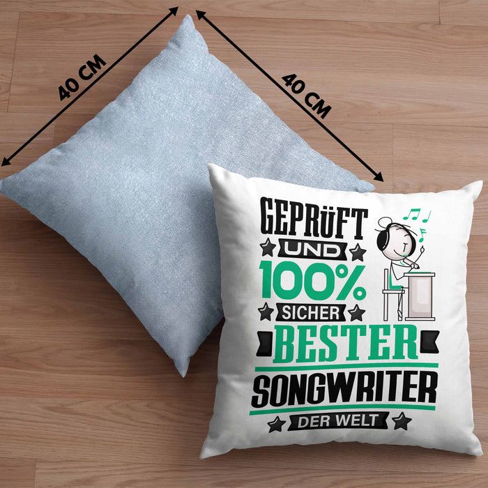 Songwriter Geschenk Lustiger Spruch für Songwriter Geschenkidee Bester Songwriter Der WeltKissen mit Füllung 40x40 (Grau) Blau Trendation