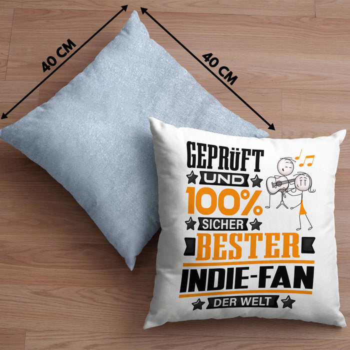Indie-Fan Geschenk Lustiger Spruch für Indie-Fan Geschenkidee Bester Indie-Fan Der WeltKissen mit Füllung 40x40 (Grau) Blau Trendation