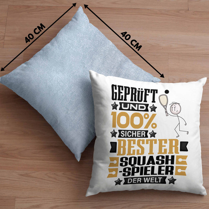 Squash-Spieler Geschenk Lustiger Spruch für Squash-Spieler Geschenkidee Bester Squash-Spieler Der WeltKissen mit Füllung 40x40 (Grau) Blau Trendation