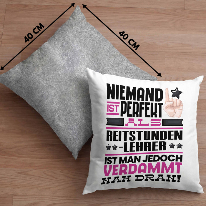 Reitstundenlehrer Geschenk Kissen mit Füllung 40x40 Lustige Geschenkidee für Reitstundenlehrer Geburtstag Niemand Ist Perfekt Aber Als Reitstundenlehrer Ist Man Nah Dran (Grau) Grau Trendation