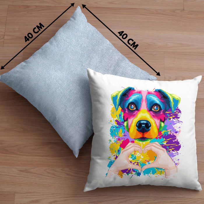 Jack Russell Besitzer Farbe Love Kissen mit Füllung 40x40 Geschenk Lustiger Spruch Geschenkidee Jack Russell Besitzerin (Grau) Blau Trendation