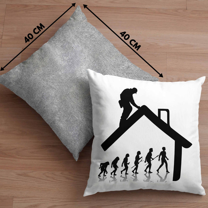 Dachdecker Geschenk Kissen mit Füllung 40x40 Evolution Geschenkidee Spruch (Grau) Grau Trendation