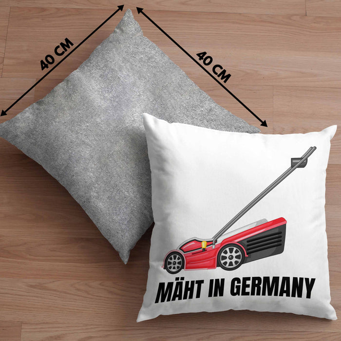 Mäht In Germany Kissen mit Füllung 40x40 Geschenk Gärtner für Hobbygärtner Geschenkidee Geburtstag (Grau) Grau Trendation
