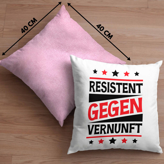 Resistent Gegen Vernunft Kissen mit Füllung 40x40 Geschenk Häferl (Grau) Rosa Trendation