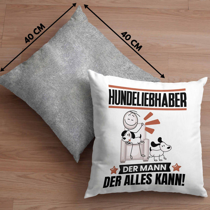 Hundeliebhaber Kissen mit Füllung 40x40 Geschenk für Hundeliebhaber Der Mann Der Alles Kann Geschenkidee zum Geburtstag (Grau) Grau Trendation