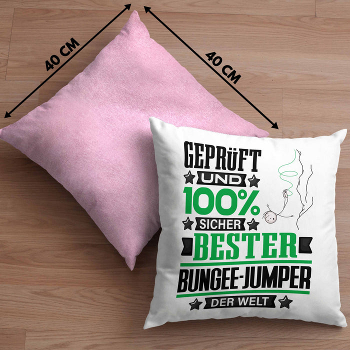 Bungee-Jumper Geschenk Lustiger Spruch für Bungee-Jumper Geschenkidee Bester Bungee-Jumper Der WeltKissen mit Füllung 40x40 (Grau) Rosa Trendation