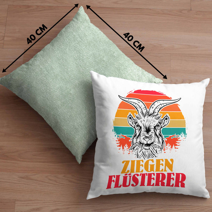 Ziegen Hirte Geschenk Kissen mit Füllung 40x40 Ziegen Flüsterer Geschenkidee Ziegen-Liebhaber (Grau) Grün Trendation