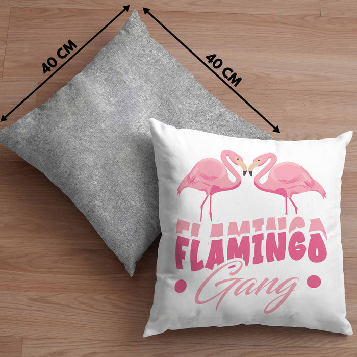 Flamingo Gang Kissen mit Füllung 40x40 Geschenkidee Pinke Flamingos JGA (Grau) Grau Trendation