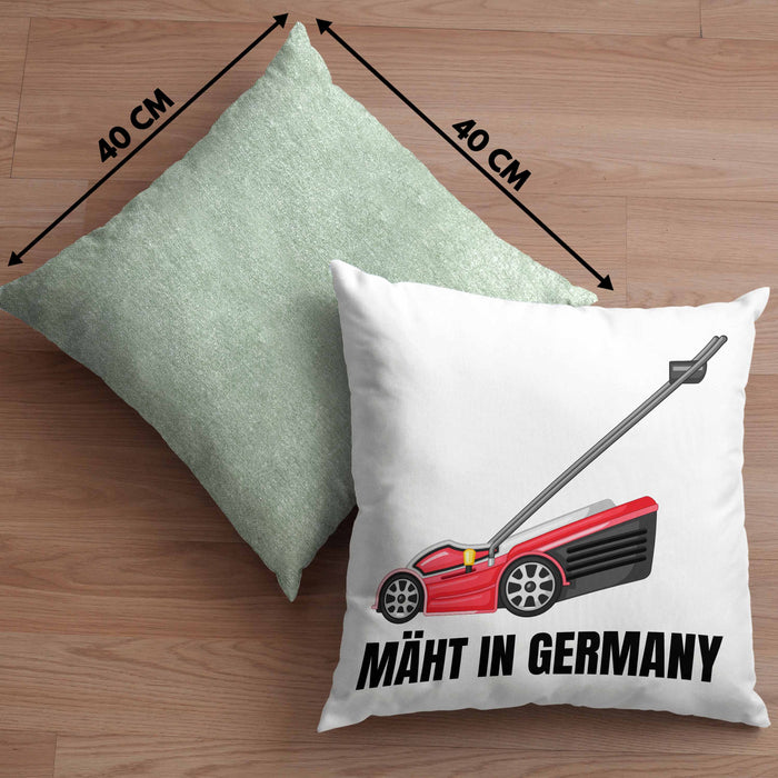 Mäht In Germany Kissen mit Füllung 40x40 Geschenk Gärtner für Hobbygärtner Geschenkidee Geburtstag (Grau) Grün Trendation