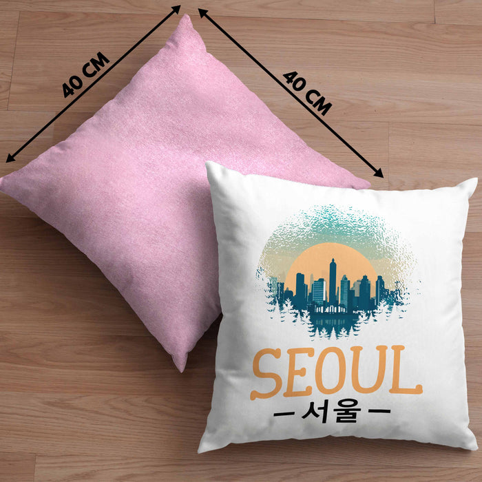 Seoul Kissen mit Füllung 40x40 Geschenk Südkorea South Korea Kpop (Grau) Rosa Trendation