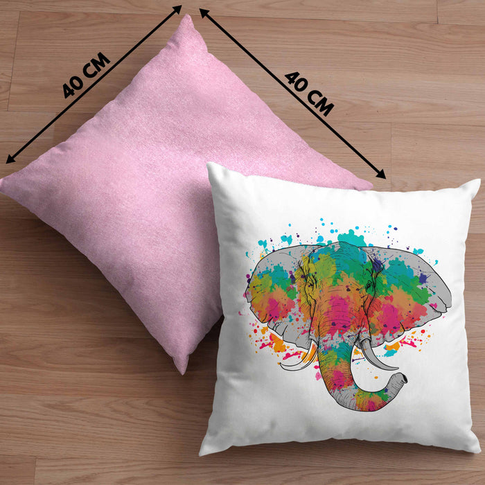 Elefant Kissen mit Füllung 40x40 Geschenk Für Elefanten-Liebhaber Geschenkidee Elefant Farbkleks (Grau) Rosa Trendation