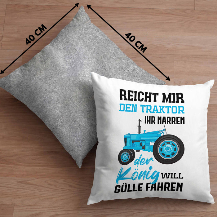 Landwirt Spruch Geschenk Kissen mit Füllung 40x40 Landwirtschaft Geschenke für Männer Traktor Spruch Gülle Fahren (Grau) Grau Trendation