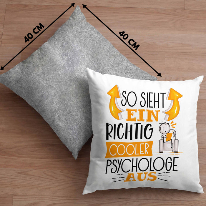 Psychologe Kissen mit Füllung 40x40 Geschenk So Sieht Ein RIchtig Cooler Psychologe Aus Geschenkidee Lustiger Spruch Geburtstag (Grau) Grau Trendation