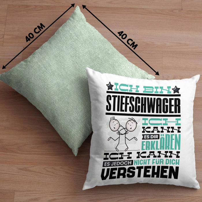 Stiefschwager Geschenk Kaffee-Kissen mit Füllung 40x40 Geschenkidee für Stiefschwager Ich Bin Stiefschwager Ich Kann Es Dir Erklären Jedoch Nicht Für Dich Verstehen Spruch Lustig (Grau) Grün Trendation