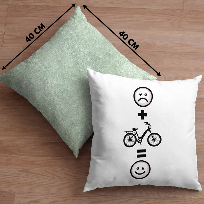E-bike Kissen mit Füllung 40x40 Geschenk für E-Bike fahrer Geburtstag Lustige Geschenkidee :( + E-Bike = :) (Grau) Grün Trendation
