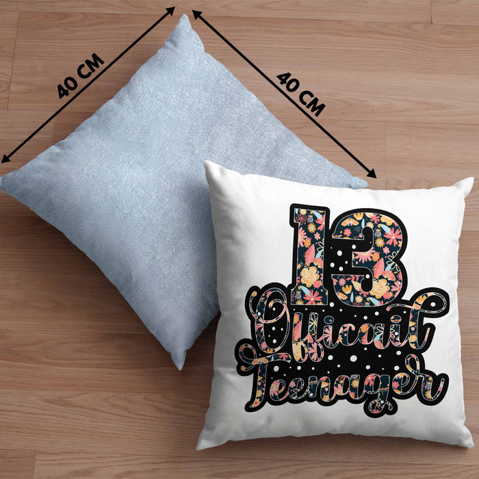 Kissen mit Füllung 40x40 zum 13. Geburtstag Offizieller Teenager Geschenkidee (Grau) Blau Trendation