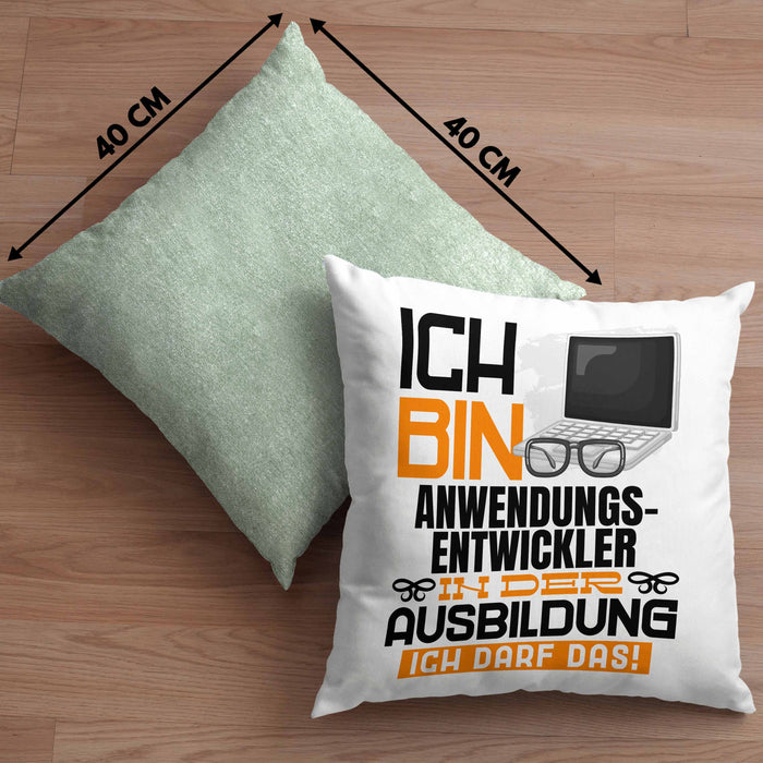Anwendungsentwickler Ausbildung Kissen mit Füllung 40x40 Geschenk Ich Bin Anwendungsentwickler In Der Ausbildung Ich Darf Das Geschenkidee Spruch (Grau) Grün Trendation