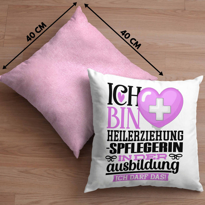 Heilerziehungspflegerin Ausbildung Start Geschenk Kissen mit Füllung 40x40 Ich Bin Heilerziehungspflegerin In Der Ausbildung Ich Darf Das Geschenkidee (Grau) Rosa Trendation