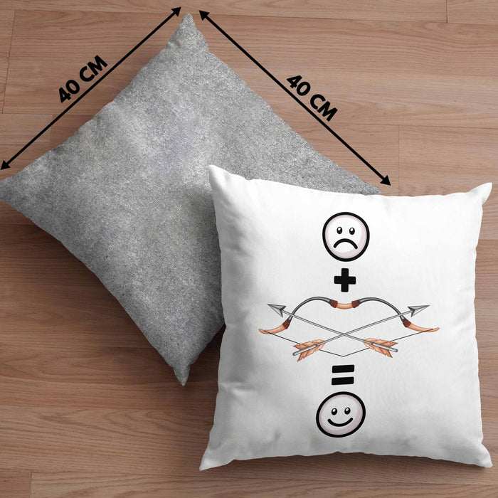 Pfeil und Bogen Kissen mit Füllung 40x40 Geschenk für Bogenschütze :( + Pfeil & Bogen = :) Lustige Geschenkidee Geburtstag (Grau) Grau Trendation