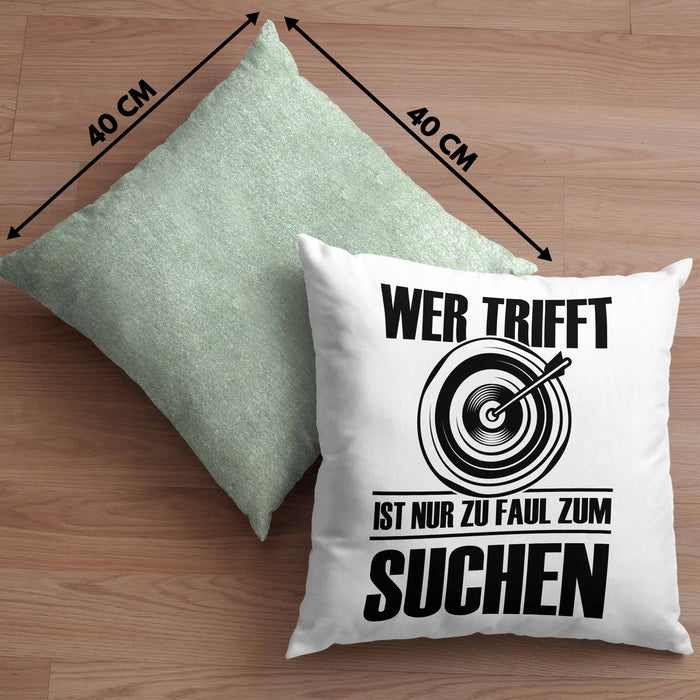 Bogenschießen Kissen mit Füllung 40x40 mit Bogenschütze Spruch - Geschenk für Pfeil und Bogen Fans (Grau) Grün Trendation