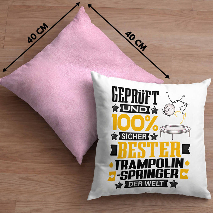 Trampolinspringer Geschenk Lustiger Spruch für Trampolinspringer Geschenkidee Bester Trampolinspringer Der WeltKissen mit Füllung 40x40 (Grau) Rosa Trendation