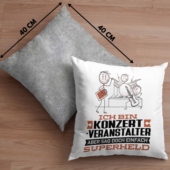 Konzertveranstalter Geschenk Kissen mit Füllung 40x40 Ich Bin Konzertveranstalter Aber Sag Doch Einfach Superheld Lustige Geschenkdiee für Konzertveranstalter (Grau) Grau Trendation