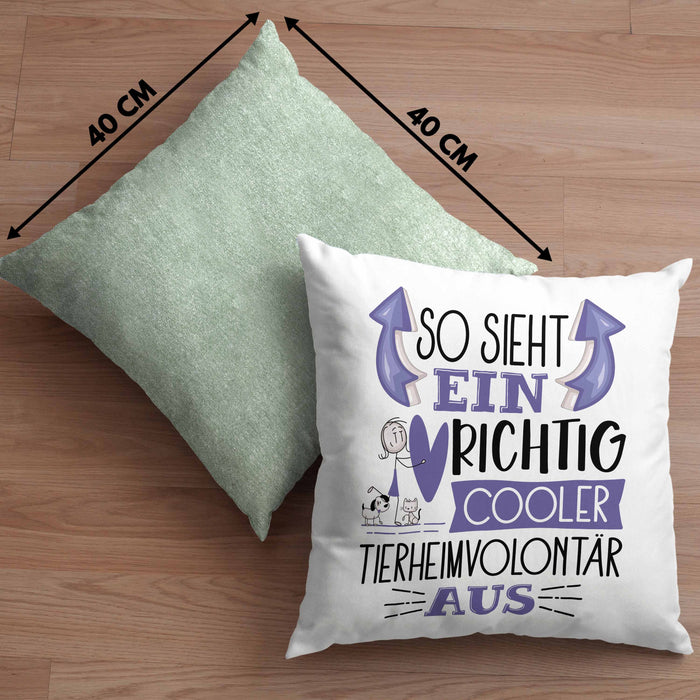 Tierheimvolontär Kissen mit Füllung 40x40 So Sieht Ein Richtig Cooler Tierheimvolontär Aus Geschenk Lustiger Spruch Geschenkidee (Grau) Grün Trendation