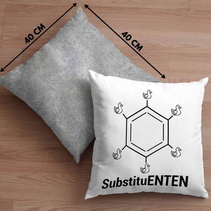 Chemie Kissen mit Füllung 40x40 SubstituENTEN Chemiker Witz Organische Chemie Ente Kaffee Geschenkidee (Grau) Grau Trendation