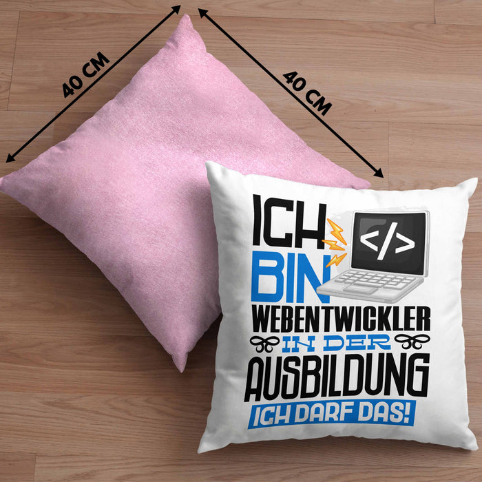 Webentwickler Ausbildung Kissen mit Füllung 40x40 Geschenk Ich Bin Webentwickler In Der Ausbildung Ich Darf Das Geschenkidee Spruch (Grau) Rosa Trendation