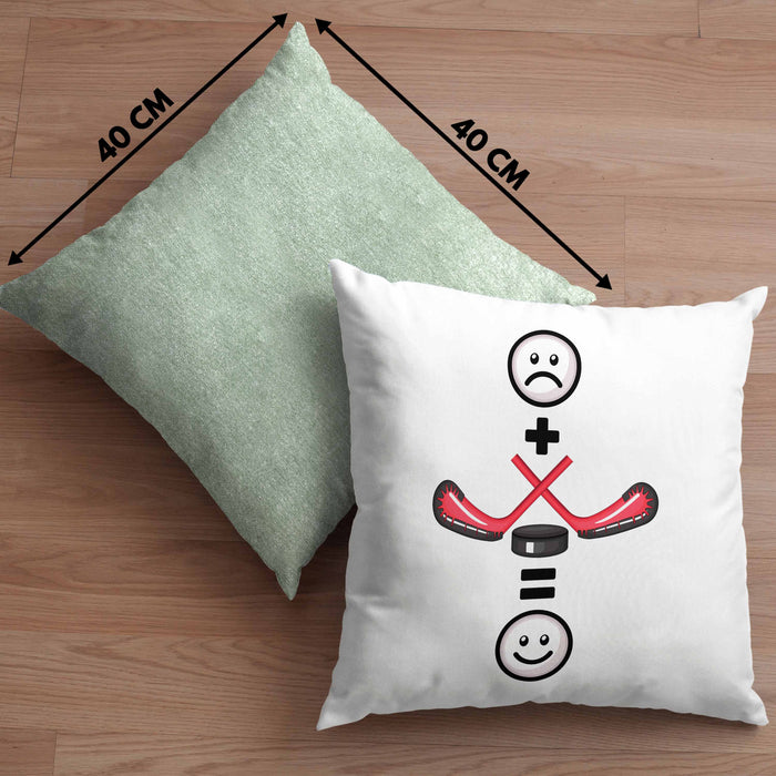 Ice Hockey Kissen mit Füllung 40x40 Geschenk für Ice Hockey Spieler :( + Eishockey = :) Lustige Geschenkidee Geburtstag (Grau) Grün Trendation