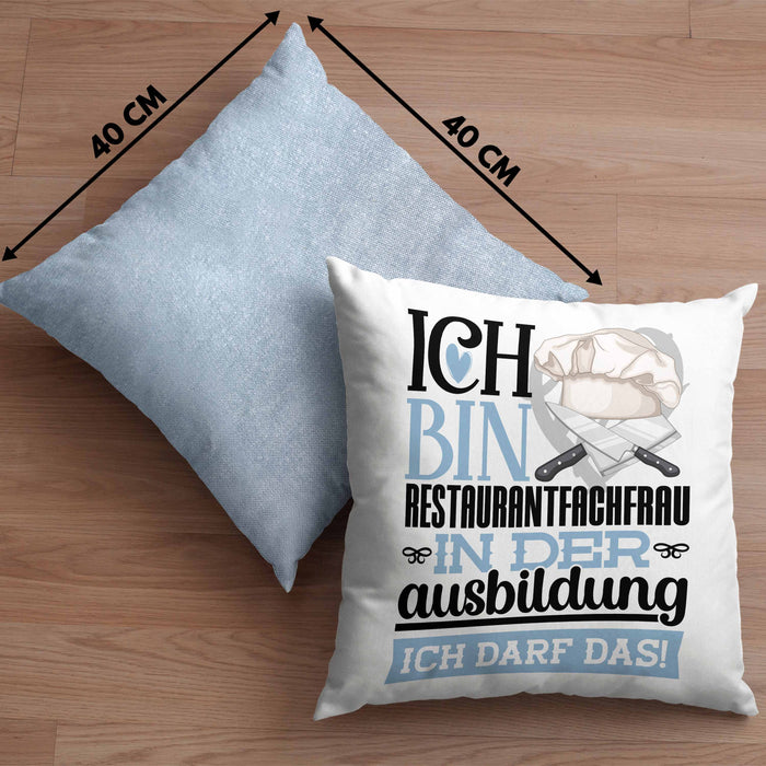 Restaurantfachfrau Ausbildung Start Geschenk Kissen mit Füllung 40x40 Ich Bin Restaurantfachfrau In Der Ausbildung Ich Darf Das Geschenkidee (Grau) Blau Trendation