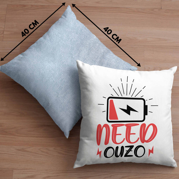 Need Ouzo Kissen mit Füllung 40x40 Geschenk Griechenland Geschenkidee (Grau) Blau Trendation