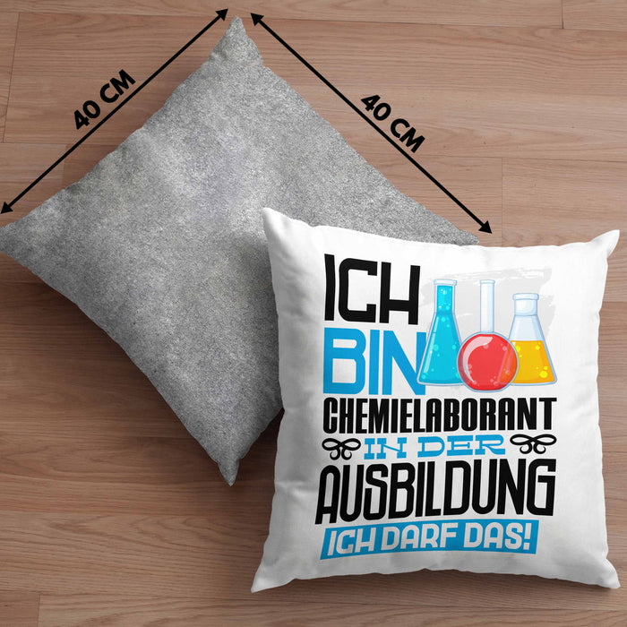 Chemielaborant Ausbildung Kissen mit Füllung 40x40 Geschenk Ich Bin Chemielaborant In Der Ausbildung Ich Darf Das Geschenkidee Spruch (Grau) Grau Trendation