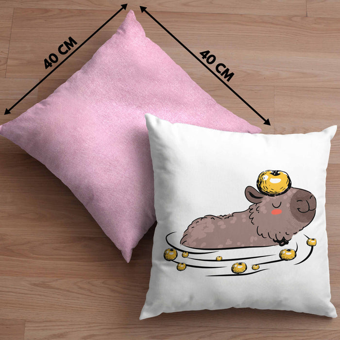 Kissen mit Füllung 40x40 mit Capybara-Motiv Geschenk für Capybara Liebhaber (Grau) Rosa Trendation
