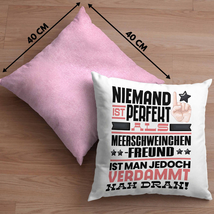 Meerschweinchenfreund Geschenk Kissen mit Füllung 40x40 Lustige Geschenkidee für Meerschweinchenfreund Geburtstag Niemand Ist Perfekt Aber Als Meerschweinchenfreund Ist Man Nah Dran (Grau) Rosa Trendation