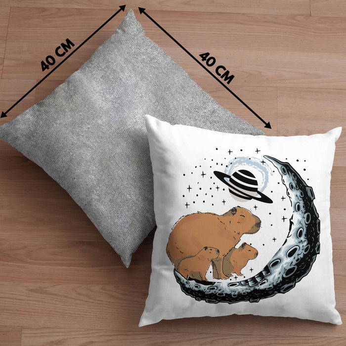 Galaxie Capybara Kissen mit Füllung 40x40 Capybara Tier Geschenk für Capybara Liebhaber (Grau) Grau Trendation