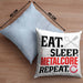 Eat Sleep Metalcore Repeat Kissen mit Füllung 40x40 Geschenk Musik Metal Heavy (Grau) Blau Trendation