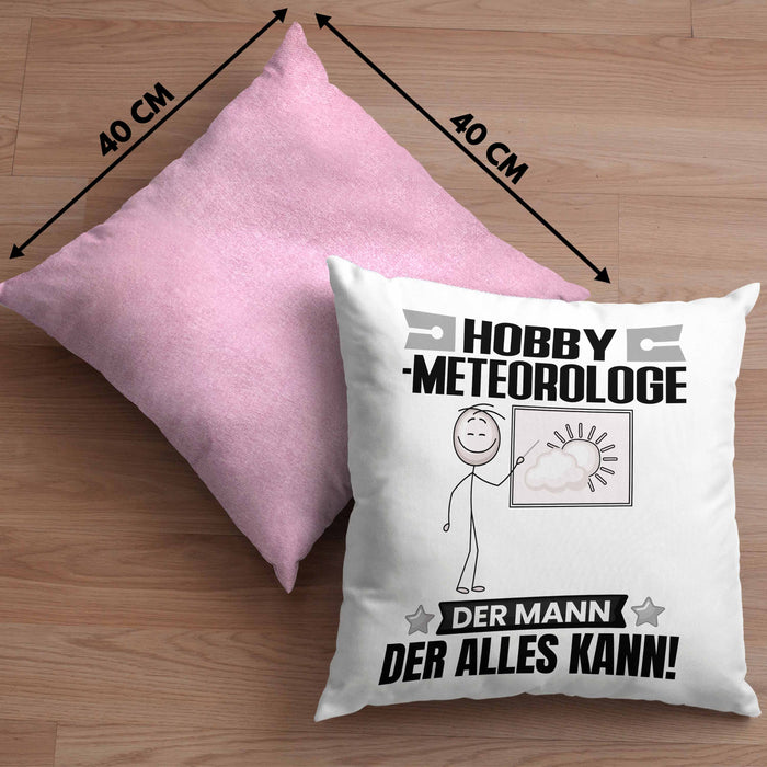 Hobbymeteorologe Kissen mit Füllung 40x40 Geschenk für Hobbymeteorologe Der Mann Der Alles Kann Geschenkidee zum Geburtstag (Grau) Rosa Trendation
