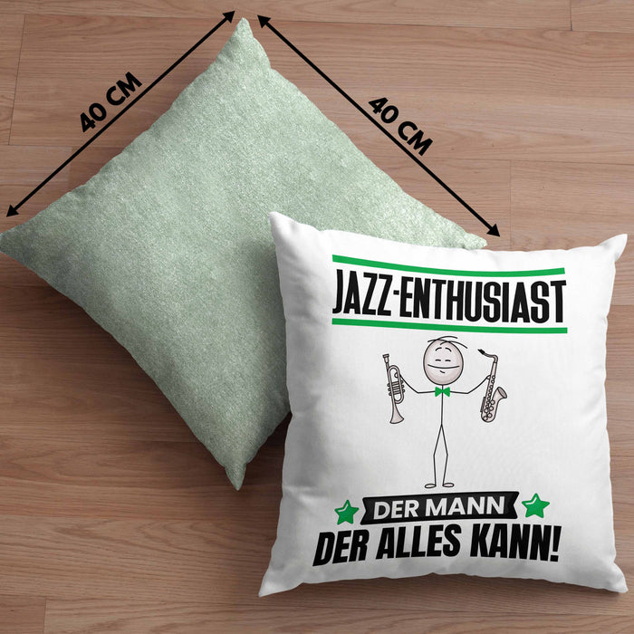 Jazz-Enthusiast Kissen mit Füllung 40x40 Geschenk für Jazz-Enthusiast Der Mann Der Alles Kann Geschenkidee zum Geburtstag (Grau) Grün Trendation