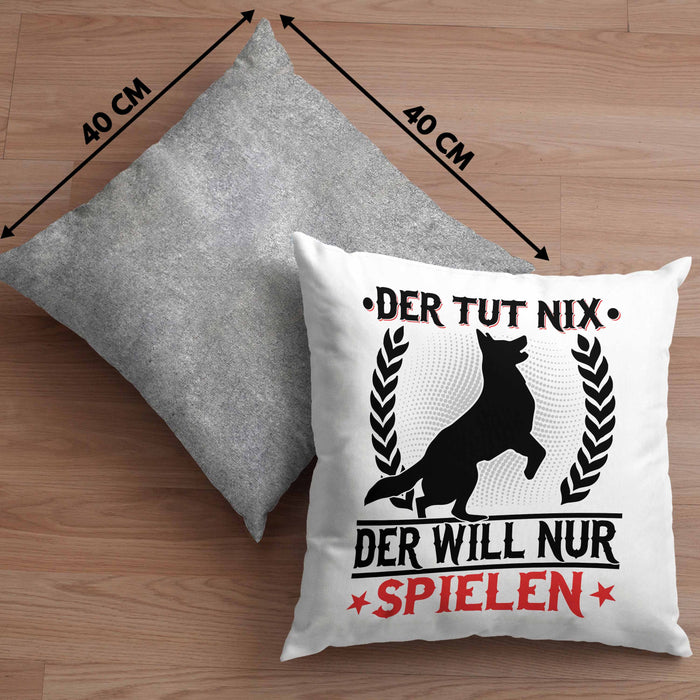 Hund Kissen mit Füllung 40x40 Geschenk Hunde-Besitzer Geschenkidee (Grau) Grau Trendation