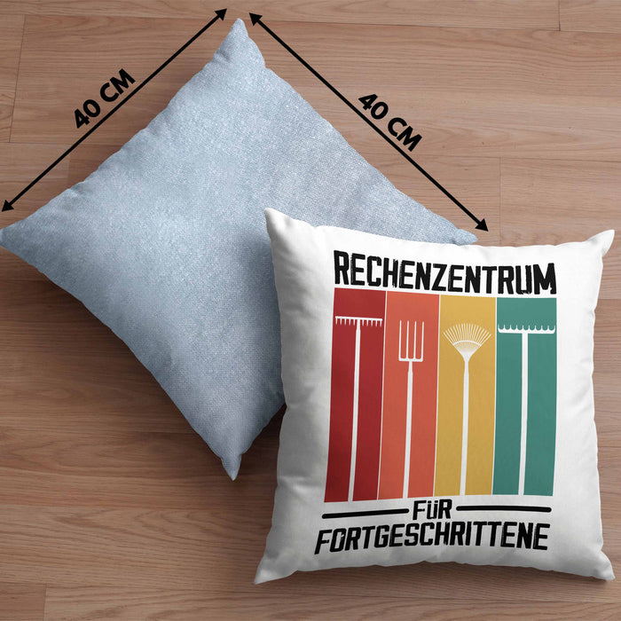 Rechenzentrum für Forgeschrittene Kissen mit Füllung 40x40 Gschenk Gärtner, Hobbygärtner Geschenkidee Lustiger Spruch Häferl (Grau) Blau Trendation